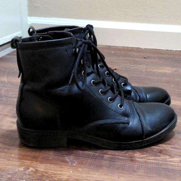 Black Lace-up Combat Boots by Madden Girl, water resistant - Picture 2 of 5